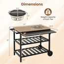 Outdoor Dining Cart with BBQ Grill and Folding Side Panel by LJGDeals