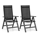 Outdoor Dining Chair with Soft Padded Seat and 7-Position Adjustable Backrest Set of 2-Black by LJGDeals