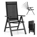 Outdoor Dining Chair with Soft Padded Seat and 7-Position Adjustable Backrest Set of 2-Black by LJGDeals