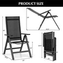 Outdoor Dining Chair with Soft Padded Seat and 7-Position Adjustable Backrest Set of 2-Black by DirectDeals