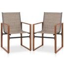 Outdoor Dining Chairs with Breathable Seat and Backrest Set of 2-Brown