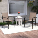 Outdoor Dining Chairs Set of 2 with High Back and Metal Frame-Light Brown by LJGDeals