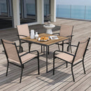 Outdoor Dining Chairs Set of 4 with High Back and Metal Frame-Light Brown by LJGDeals