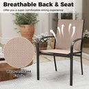 Outdoor Dining Chairs Set of 2 with High Back and Metal Frame-Light Brown