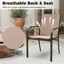 Outdoor Dining Chairs Set of 2 with High Back and Metal Frame-Light Brown by LJGDeals