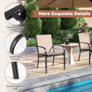 Outdoor Dining Chairs Set of 2 with High Back and Metal Frame-Light Brown by LJGDeals