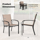 Outdoor Dining Chairs Set of 4 with High Back and Metal Frame-Light Brown