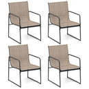 Outdoor Dining Chairs Set of 4 Patio Furniture Chair with Breathable Seat and Backrest-Brown by LJGDeals