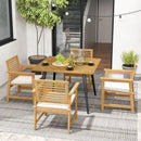 4-Person Acacia Wood Outdoor Dining Table for Garden Poolside and Backyard by LJGDeals