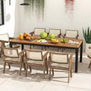8-Person Outdoor Dining Table 79 Inch Acacia Wood Patio Table with Umbrella Hole by LJGDeals