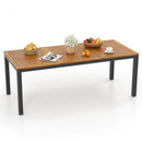 8-Person Outdoor Dining Table 79 Inch Acacia Wood Patio Table with Umbrella Hole by LJGDeals