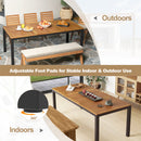 8-Person Outdoor Dining Table 79 Inch Acacia Wood Patio Table with Umbrella Hole