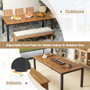 8-Person Outdoor Dining Table 79 Inch Acacia Wood Patio Table with Umbrella Hole by LJGDeals