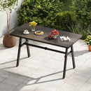 Outdoor Dining Tale for 6 with 1.93 Inch Umbrella Hole for Garden-Dark Brown by LJGDeals