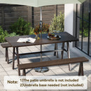 Outdoor Dining Tale for 6 with 1.93 Inch Umbrella Hole for Garden-Dark Brown by LJGDeals