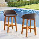 Outdoor Faux Rattan Bar Chairs Set of 2 with Ergonomic Backrests and Footrests by LJGDeals
