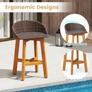 Outdoor Faux Rattan Bar Chairs Set of 2 with Ergonomic Backrests and Footrests by LJGDeals