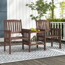 Outdoor Fir Wood Loveseat with 2-Tier Side Table and 1.96" Umbrella Hole by LJGDeals