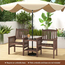 Outdoor Fir Wood Loveseat with 2-Tier Side Table and 1.96" Umbrella Hole by LJGDeals