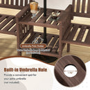 Outdoor Fir Wood Loveseat with 2-Tier Side Table and 1.96" Umbrella Hole by LJGDeals