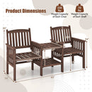 Outdoor Fir Wood Loveseat with 2-Tier Side Table and 1.96" Umbrella Hole by LJGDeals