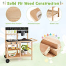 Outdoor Fir Wood Play Kitchen with Blackboard and Planting Pots-Natural by LJGDeals