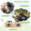 Outdoor Fir Wood Play Kitchen with Blackboard and Planting Pots-Natural by LJGDeals