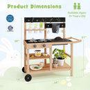 Outdoor Fir Wood Play Kitchen with Blackboard and Planting Pots-Natural by LJGDeals
