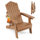 Folding Adirondack Chair with Adjustable Backrest & Cup Holder by LJGDeals