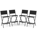 Outdoor Folding Bar Height Stool Set of 4 with Metal Frame and Footrest-Coffee by DirectDeals