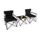 Outdoor Folding Camping Chairs and Table Set with Carrying Bag-Black by LJGDeals