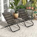 Outdoor Patio PE Wicker Rocking Chair with Armrests and Metal Frame-Gray by LJGDeals