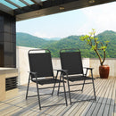 Outdoor Folding Sling Chairs Set of 4 with Armrest and Backrest-Black