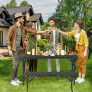 Outdoor Folding Table Bench Set w All-Weather HDPE Tabletop and Sturdy Metal Frame-Black by LJGDeals