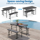 Outdoor Folding Table Bench Set w All-Weather HDPE Tabletop and Sturdy Metal Frame-Black by DirectDeals