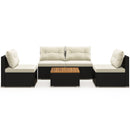 5 Piece Outdoor Furniture Set with Solid Tabletop and Soft Cushions-Off White