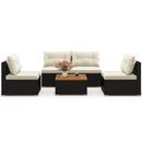 5 Piece Outdoor Furniture Set with Solid Tabletop and Soft Cushions-Off White