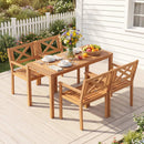 Outdoor Garden Acacia Wood Patio Dining Chairs for Porch by LJGDeals
