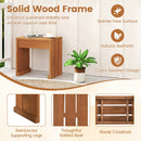 Outdoor Garden Bench Single Person Patio Backless Bench with Solid Wooden Frame by LJGDeals