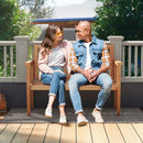 Outdoor Garden Bench 2-Person Teak Wood Bench with Comfy Armrests and Backrest by LJGDeals