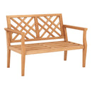 Outdoor Garden Bench 2-Person Teak Wood Bench with Comfy Armrests and Backrest by LJGDeals