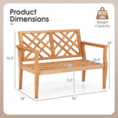 Outdoor Garden Bench 2-Person Teak Wood Bench with Comfy Armrests and Backrest by LJGDeals