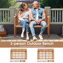 Outdoor Garden Bench 2-Person Teak Wood Bench with Comfy Armrests and Backrest by LJGDeals