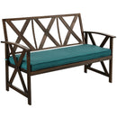 Outdoor Garden Bench with Sponge-Padded Cushion-Brown by LJGDeals