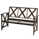 Outdoor Garden Bench with Sponge-Padded Cushion-Brown by LJGDeals