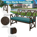 Outdoor Garden Bench with Sponge-Padded Cushion-Brown by LJGDeals