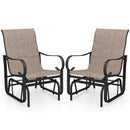 Outdoor Glider Chairs Set of 2 with High Backrest Breathable Mesh Fabric and Metal Frame-Black and Brown by LJGDeals