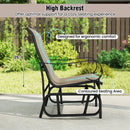 Outdoor Glider Chairs Set of 2 with High Backrest Breathable Mesh Fabric and Metal Frame-Black and Brown by LJGDeals