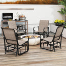 Outdoor Glider Chairs Set of 2 with High Backrest Breathable Mesh Fabric and Metal Frame-Black and Brown