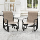 Outdoor Glider Chairs Set of 2 with High Backrest Breathable Mesh Fabric and Metal Frame-Black and Brown by LJGDeals